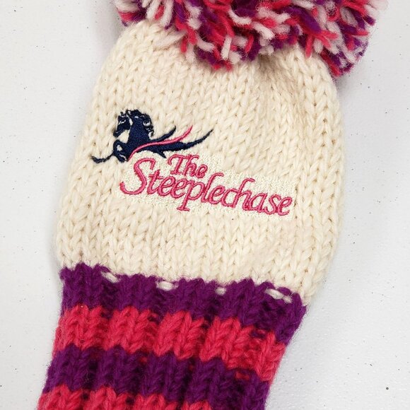 Sunfish The Steeplechase Golf Driver Headcover Knit Pink Purple Pom Pom - Picture 3 of 7